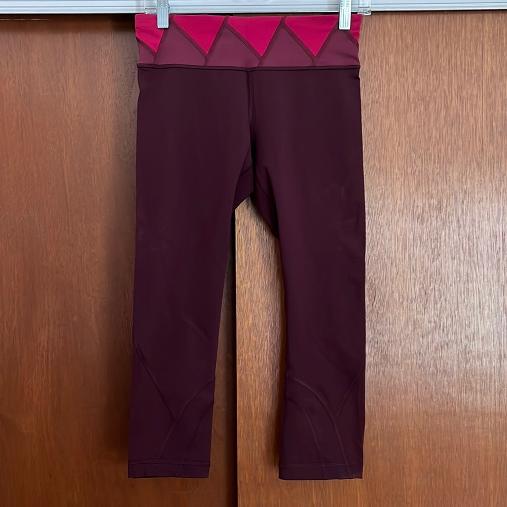 Lululemon Run Inspire Crop II Leggings in Bordeaux size 6